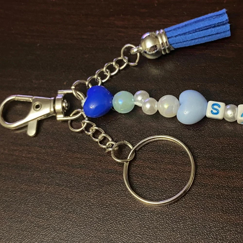 Keychain beabed purse charm with personalized Name
